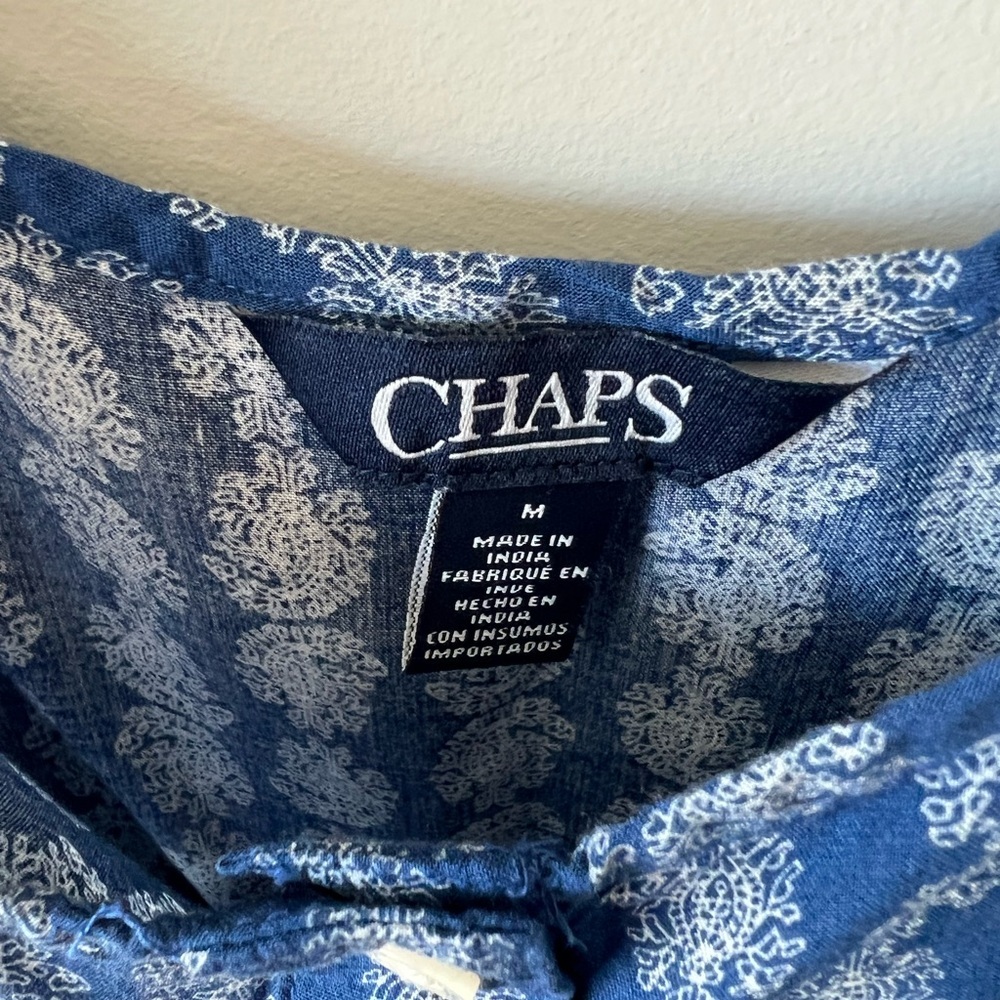 Chaps by Ralph Lauren Blue Summer Sleeveless Jumpsuit Size M Pockets - Picture 3 of 9